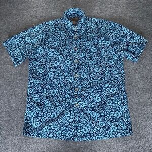 Cooke Street Hawaiian Shirt Mens Small Blue Floral Short Sleeve Button Up‎ Aloha